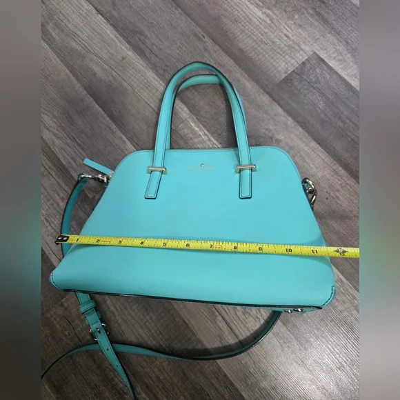 Kate Spade Mint Turquoise Bowler Satchel Crossbody Bag Y2K Classy Aqua Designer - Picture 9 of 13